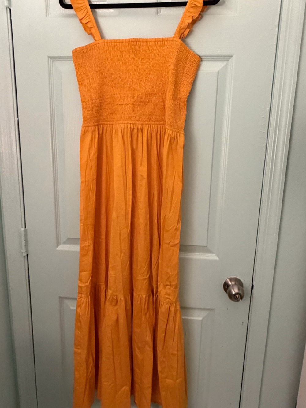 Express Orange Smocked Maxi Dress